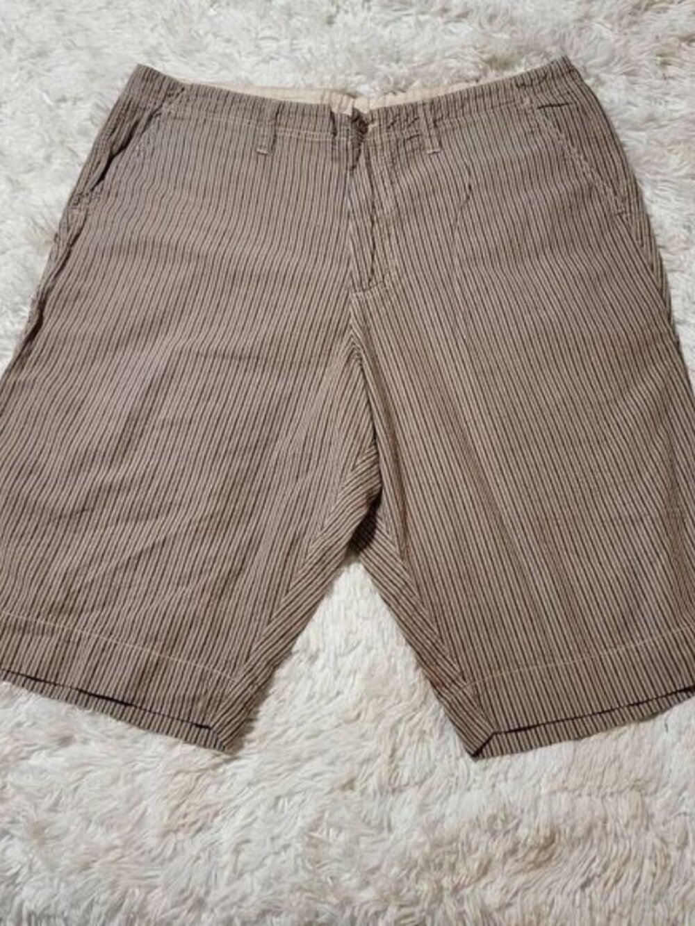 Weekendz off men tan stripe texture short 36x13